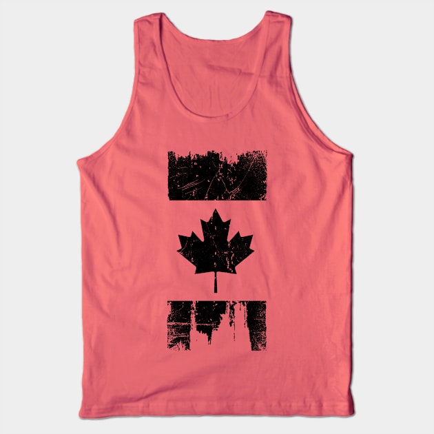 Canadian Flag - Variant - Black - Distressed Tank Top by Raw10